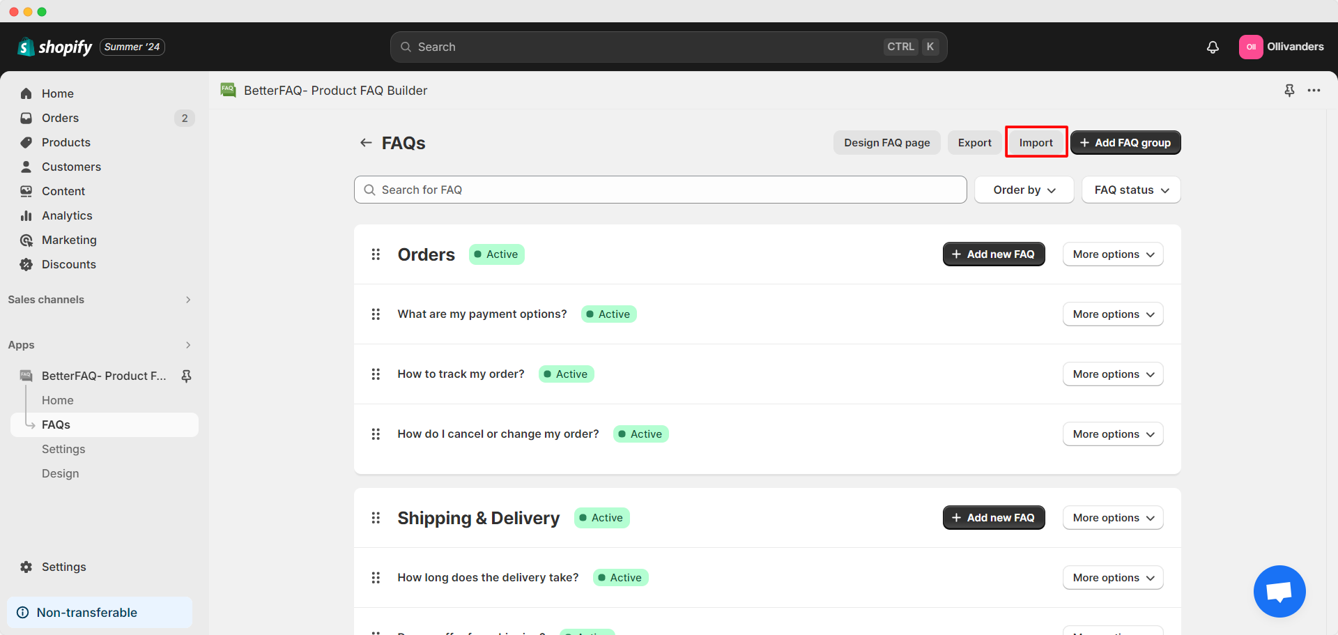 Navigate To The ‘FAQs’ Tab for importing