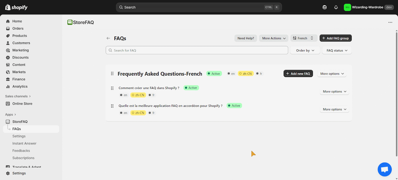 Add Multi-language FAQ Group