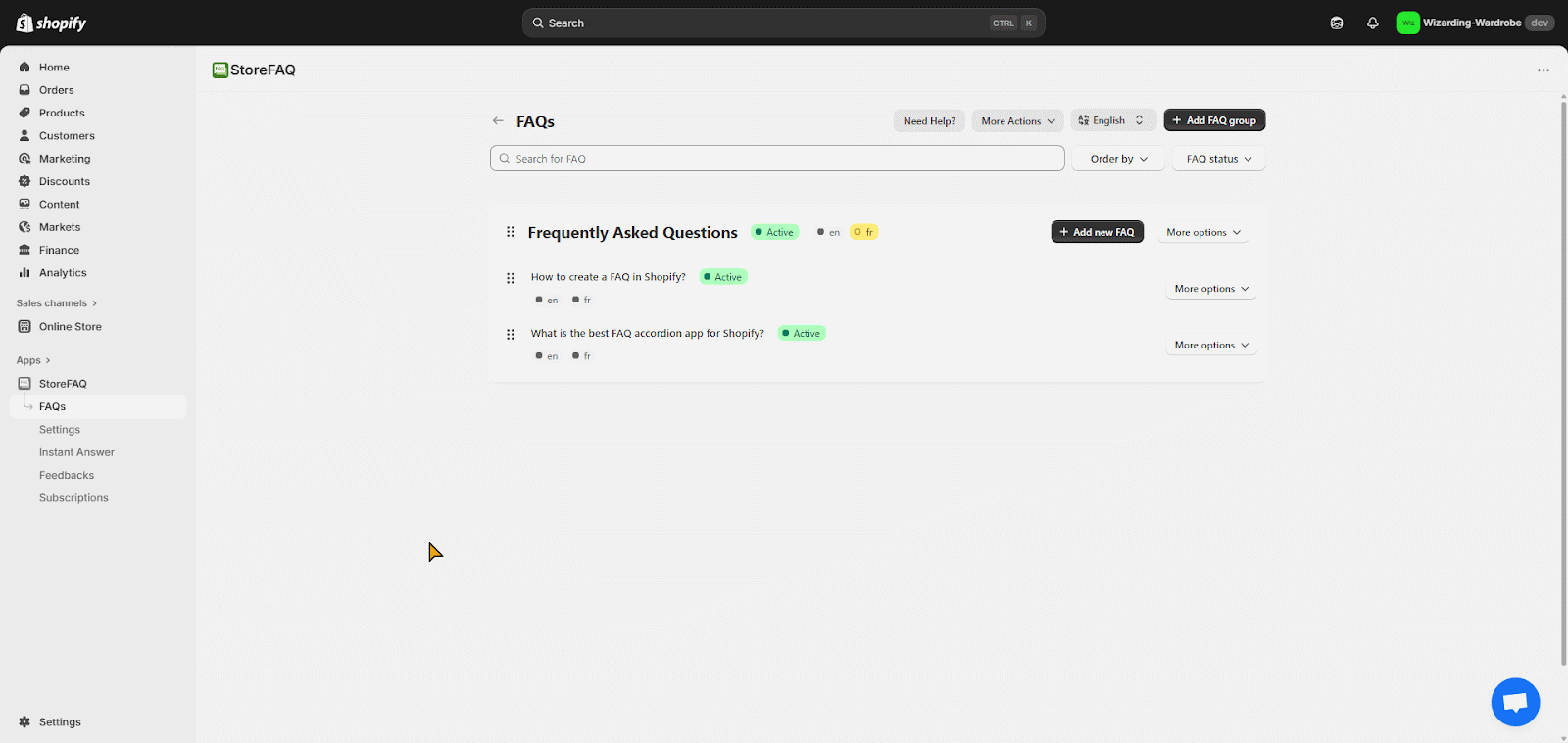 FAQs Language Switch