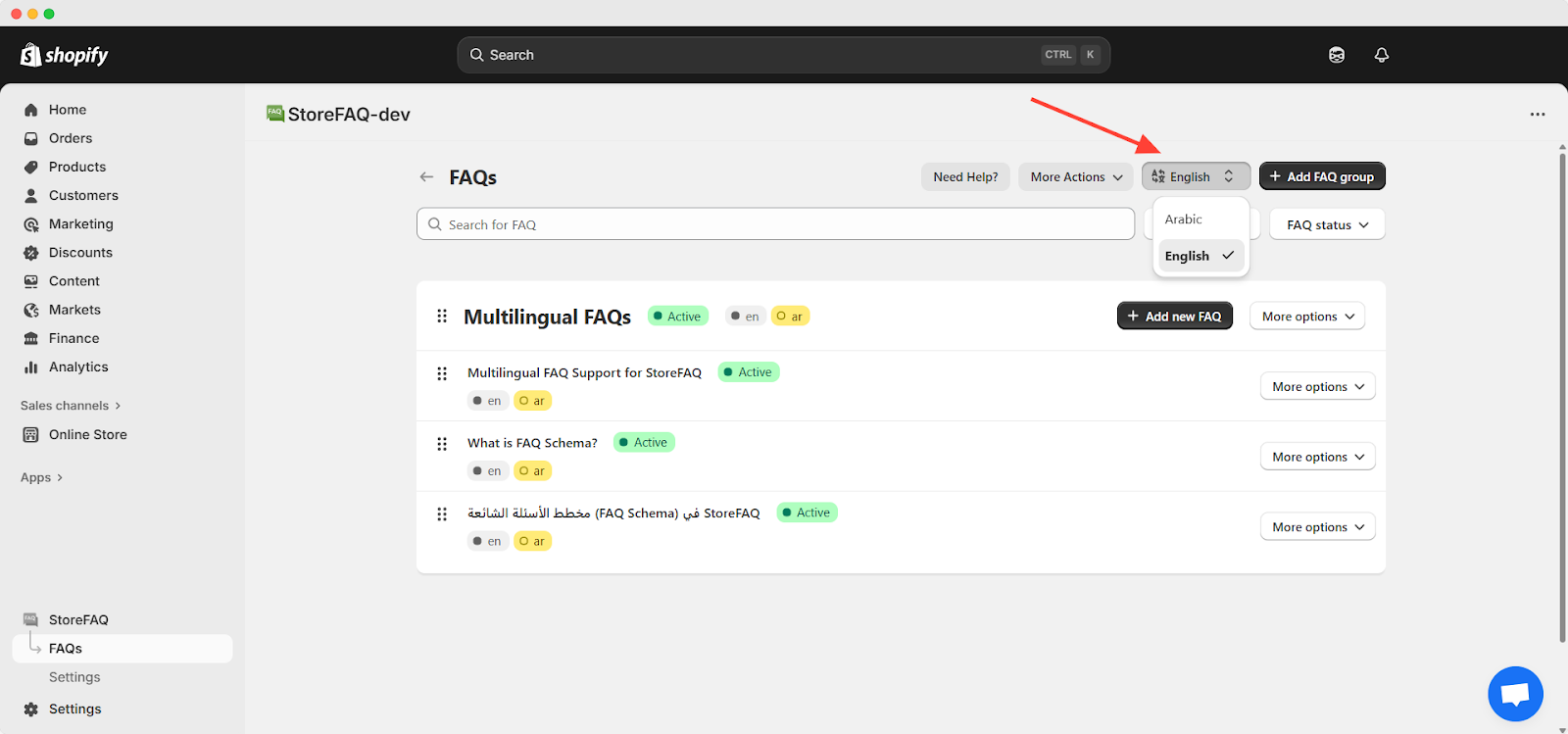 Configure Multilingual in StoreFAQ