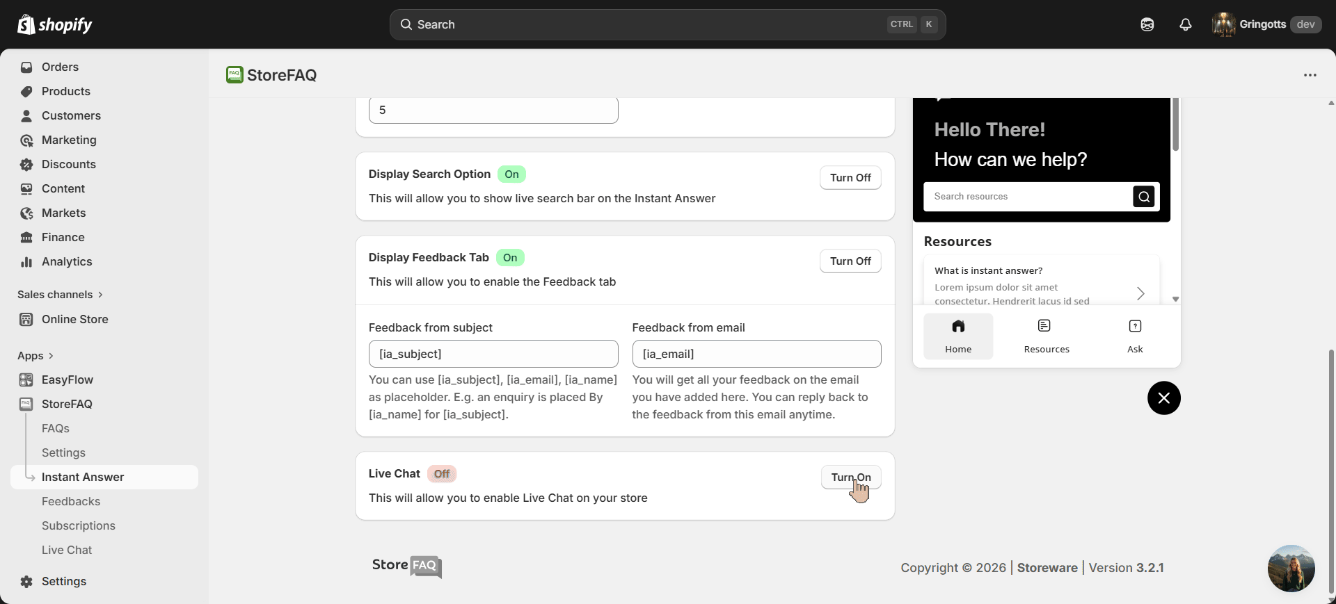 make sure to save your changes before you start customizing your Live Chat settings