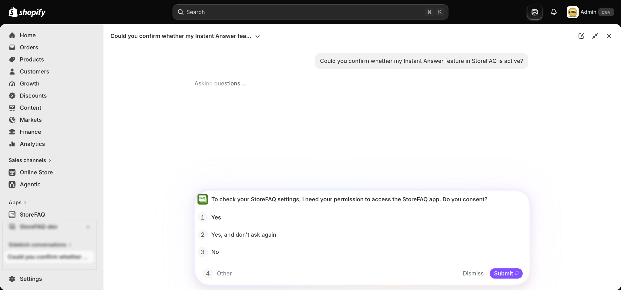 Open Sidekick & Activate StoreFAQ