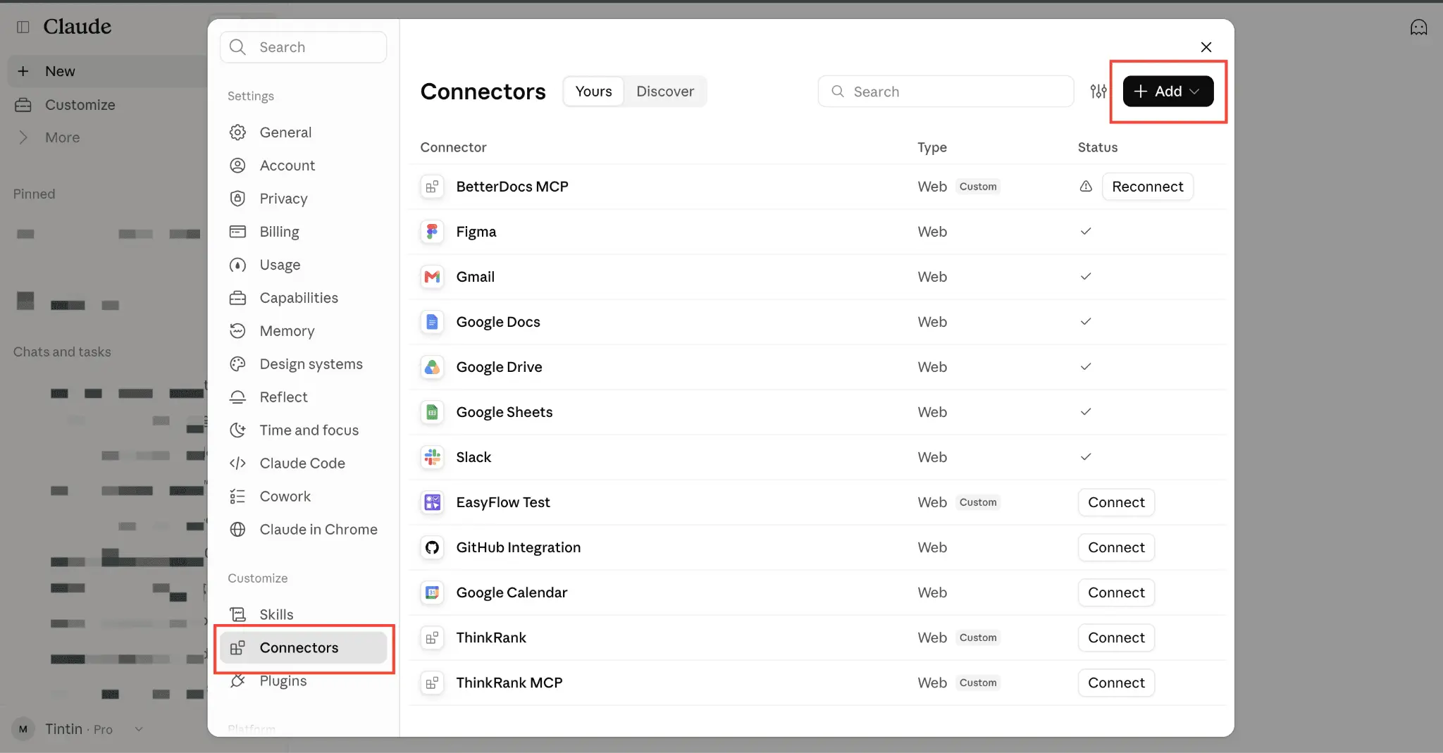 Add custom connector